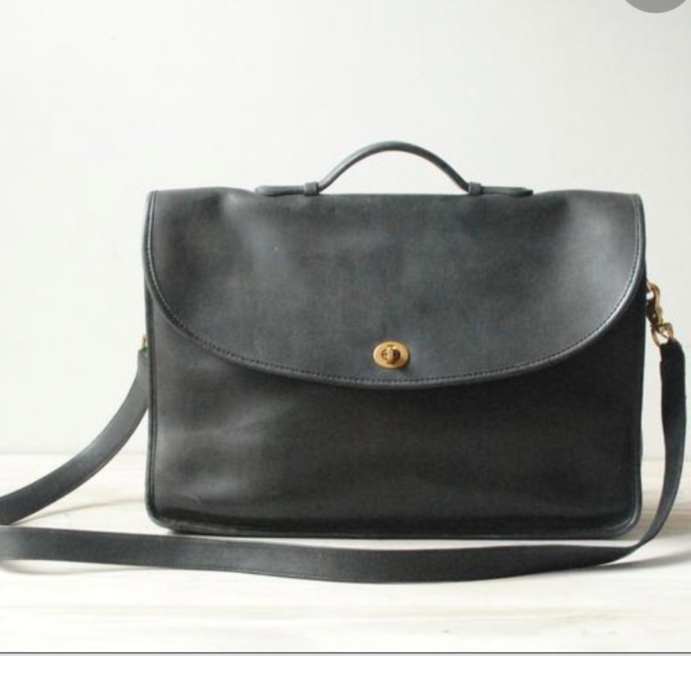 Coach • vintage black leather briefcase